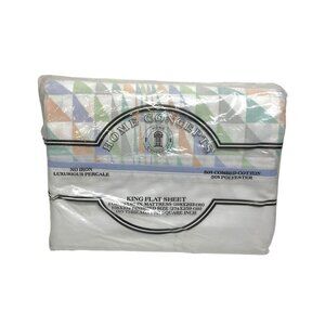 Vintage Home Concepts King Flat Sheets For 78x80 Mattress Multicolor Pastel NEW